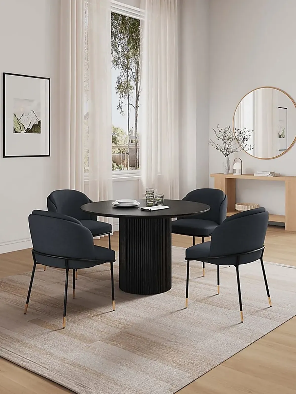 Bermunda Black and Black 5 Pc Dining Table Set