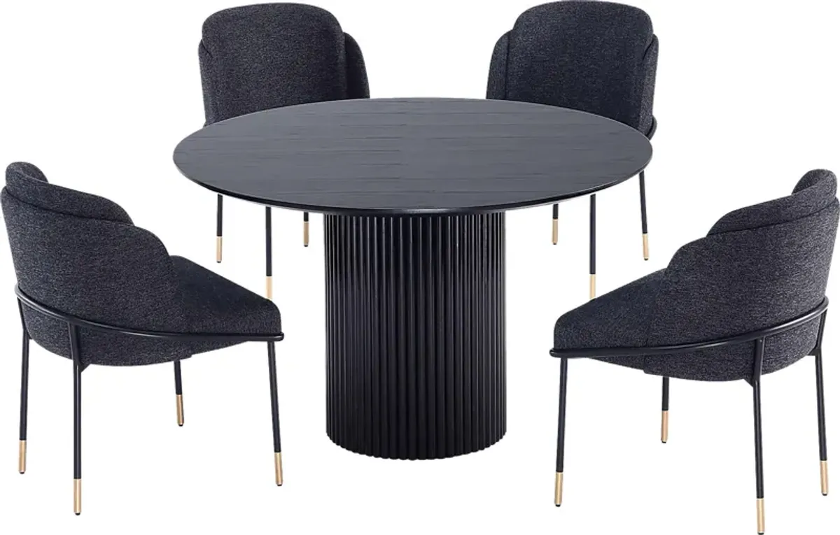 Bermunda Black and Black 5 Pc Dining Table Set