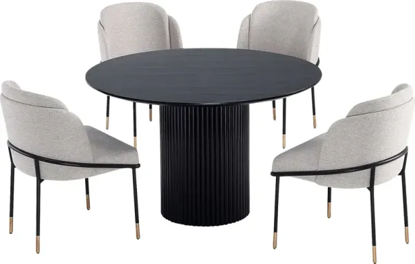 Bermunda Black and Beige 5 Pc Dining Table Set