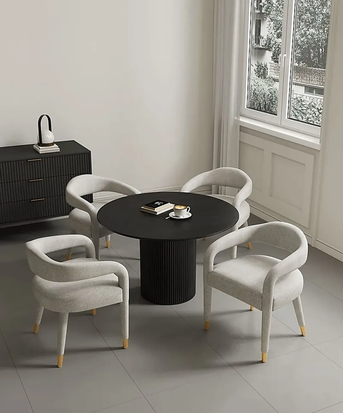 Barbette Black and Silver 5 Pc Dining Table Set