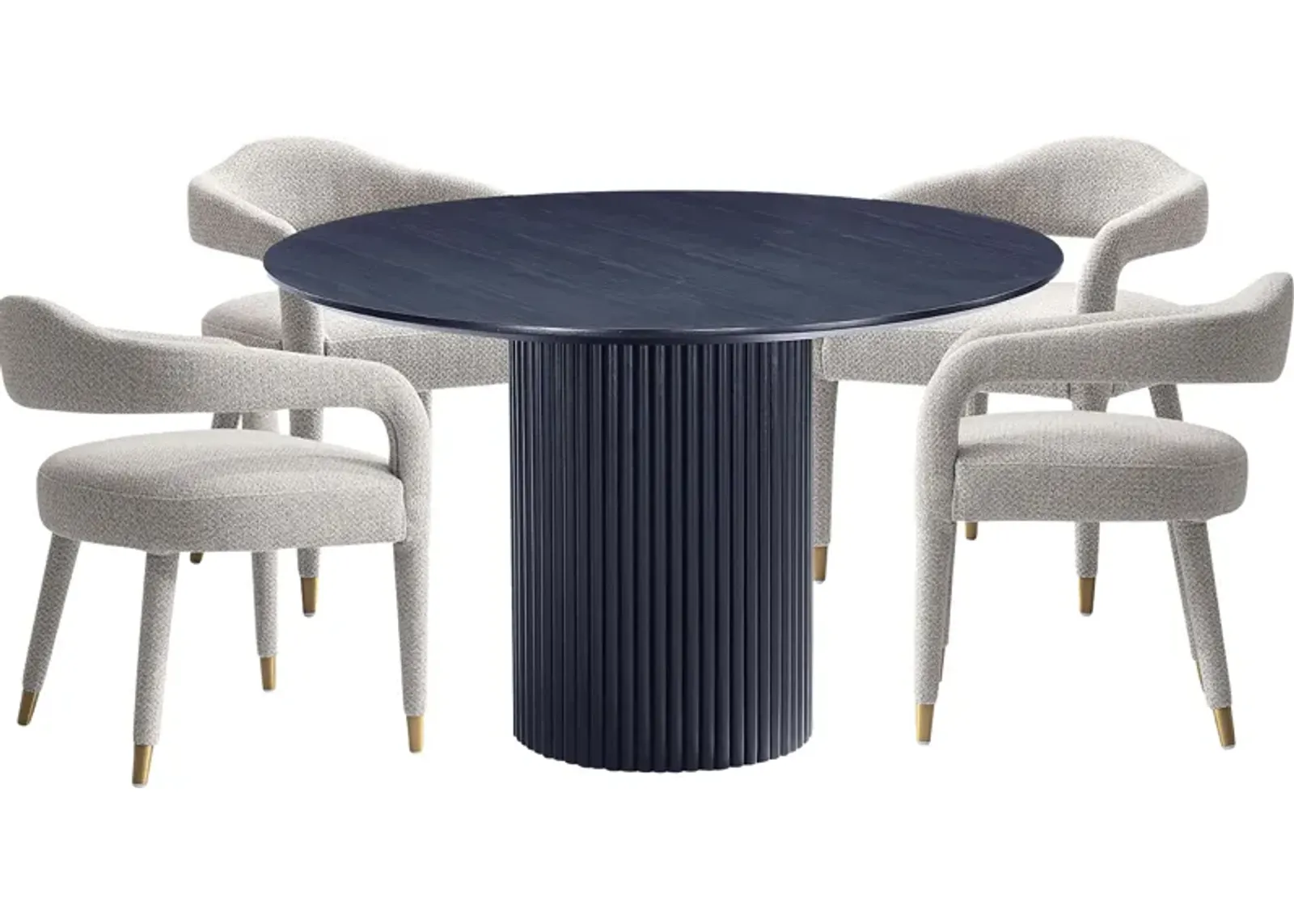 Barbette Black and Silver 5 Pc Dining Table Set