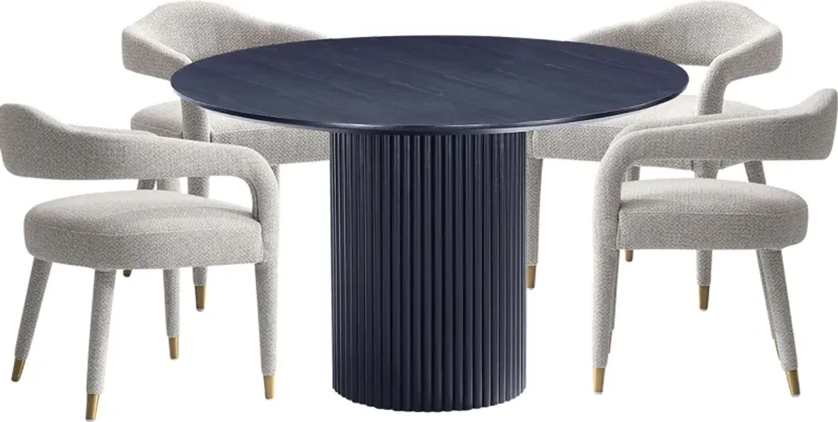 Barbette Black and Silver 5 Pc Dining Table Set