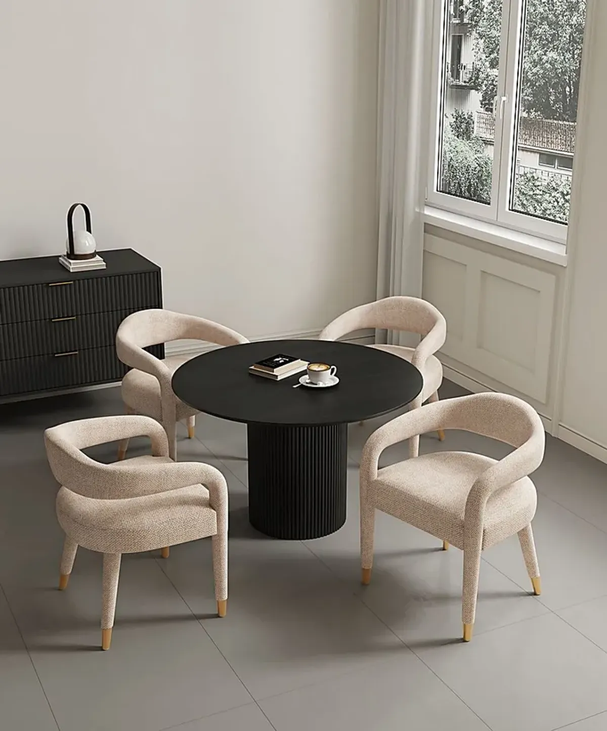 Barbette Black and Gold 5 Pc Dining Table Set