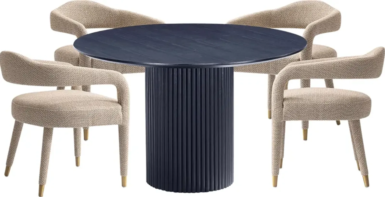 Barbette Black and Gold 5 Pc Dining Table Set