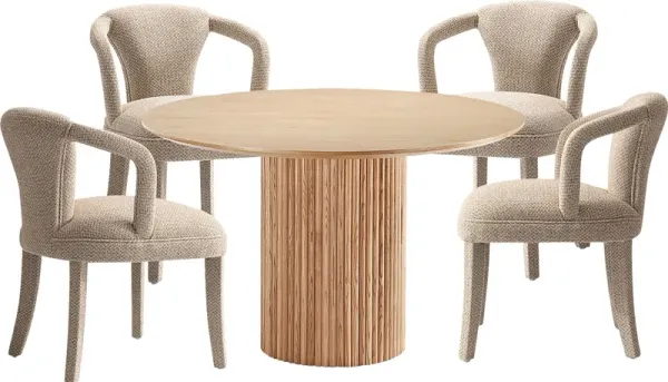 Enramada Natural and Gold 5 Pc Dining Table Set