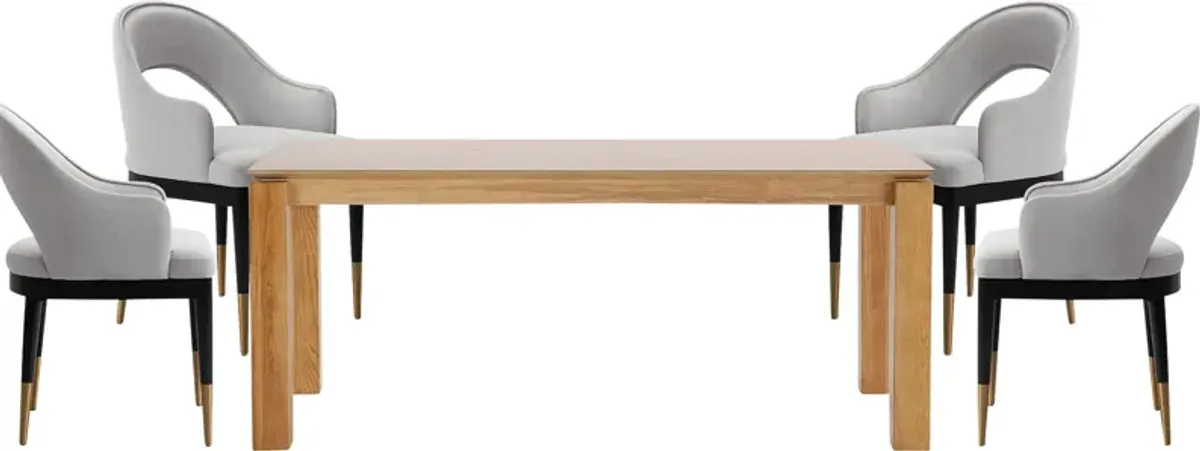 Fischbeck Natural and Light Gray 5 Pc Dining Table Set