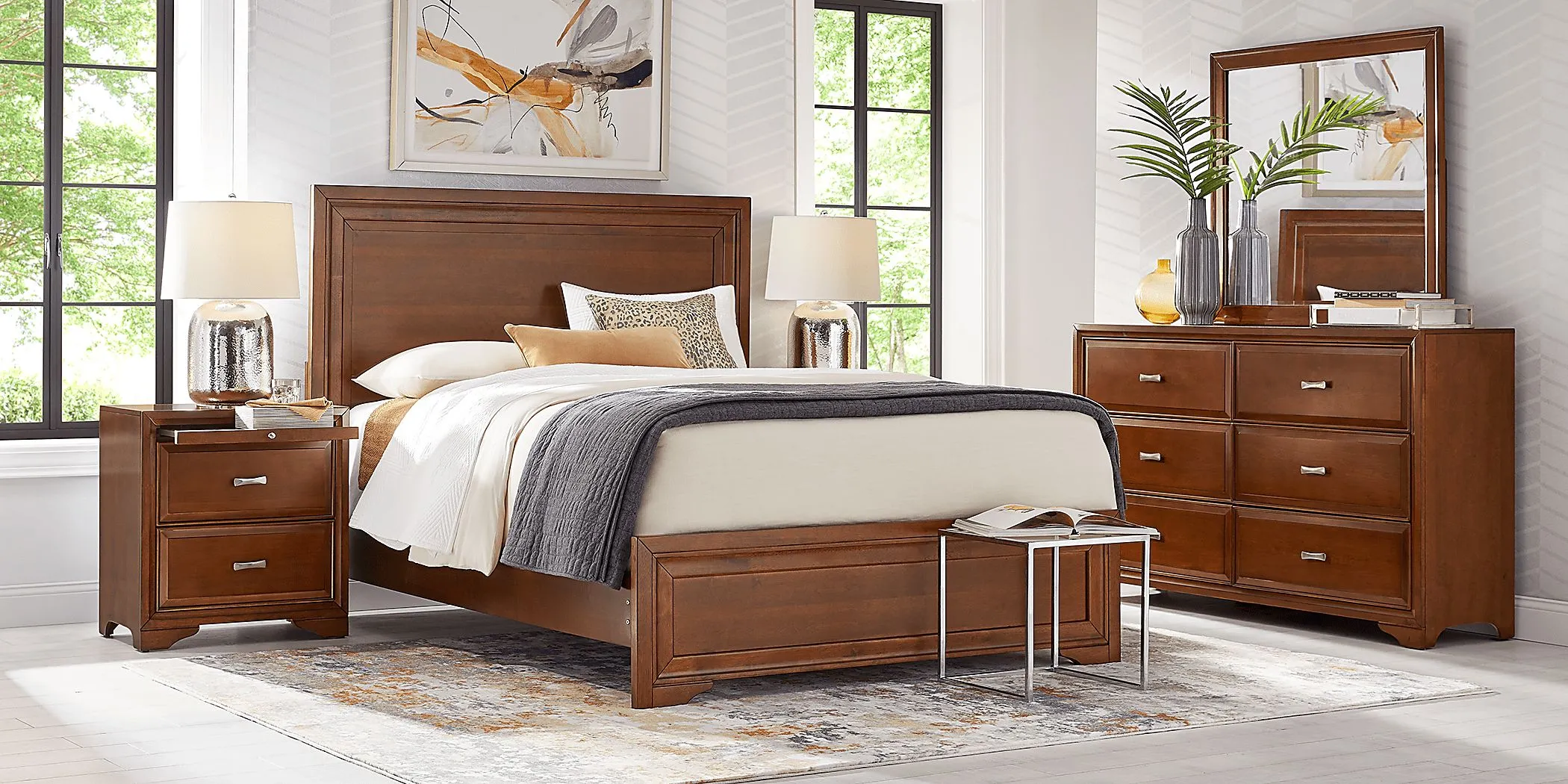 Belcourt Brown Cherry 5 Pc Queen Panel Bedroom