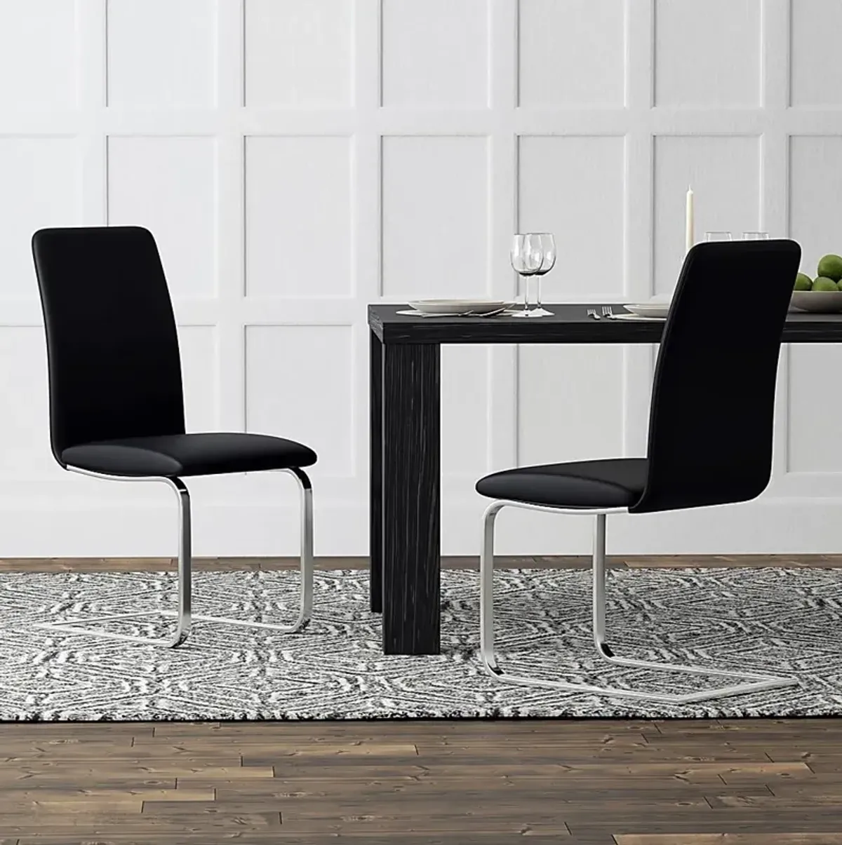 Rosecommon I Black Dining Chair, Set of 2