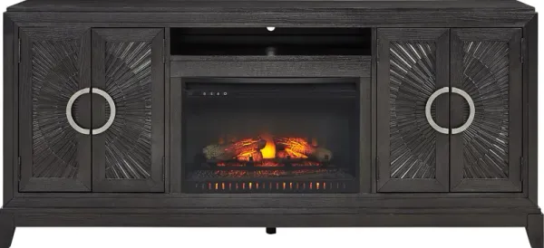 Sunside Way Black 82 in. Console with Electric Log Fireplace
