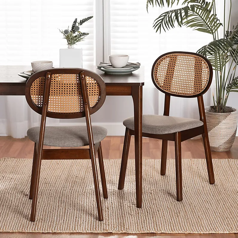 Alonesos Walnut Brown Side Chair, Set of 2