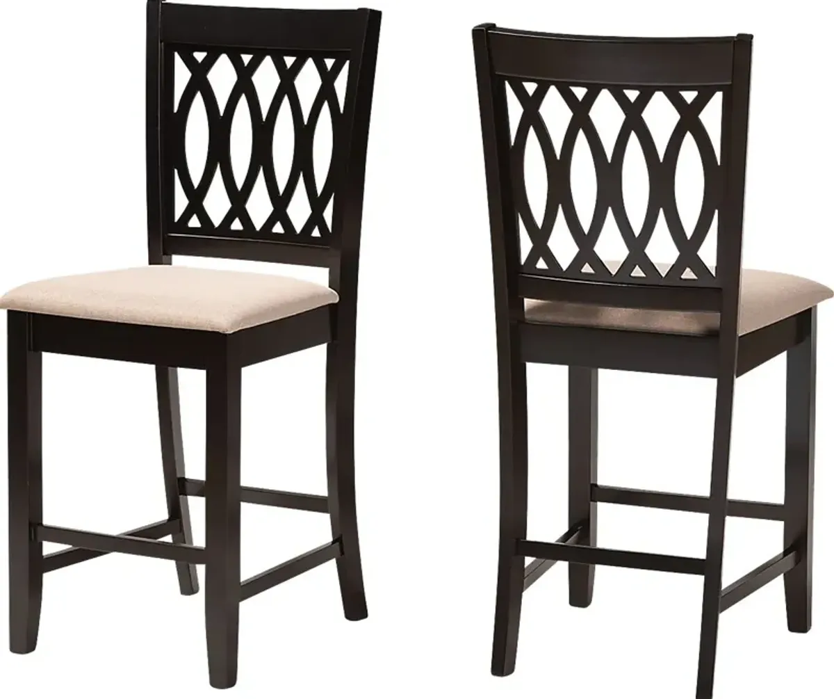 Teconnett Beige Counter Stool, Set of 2