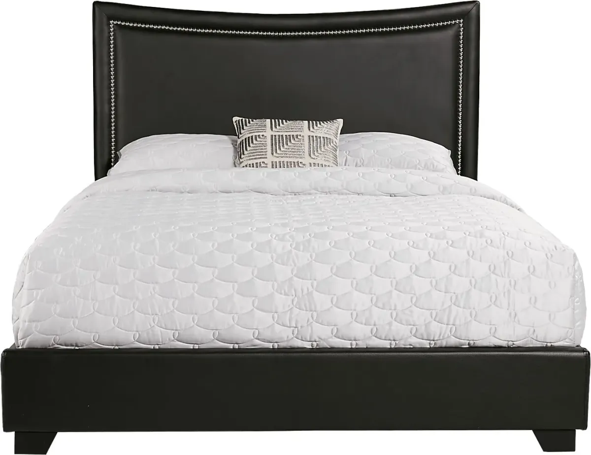Belcourt White 5 Pc Bedroom with Genoa Black Queen Upholstered Bed