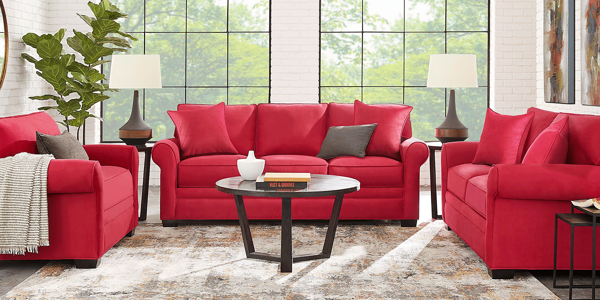 Cindy Crawford Home Bellingham Cardinal Microfiber Loveseat