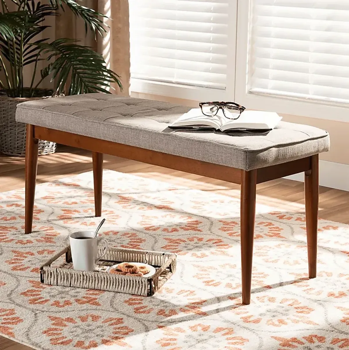 Aurabank Light Gray Dining Bench