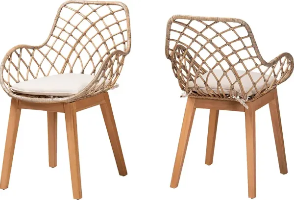 Ethacal Natural Arm Chair, Set of 2