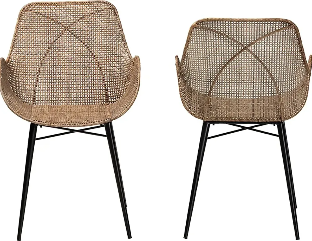 Messinia Brown Arm Chair, Set of 2