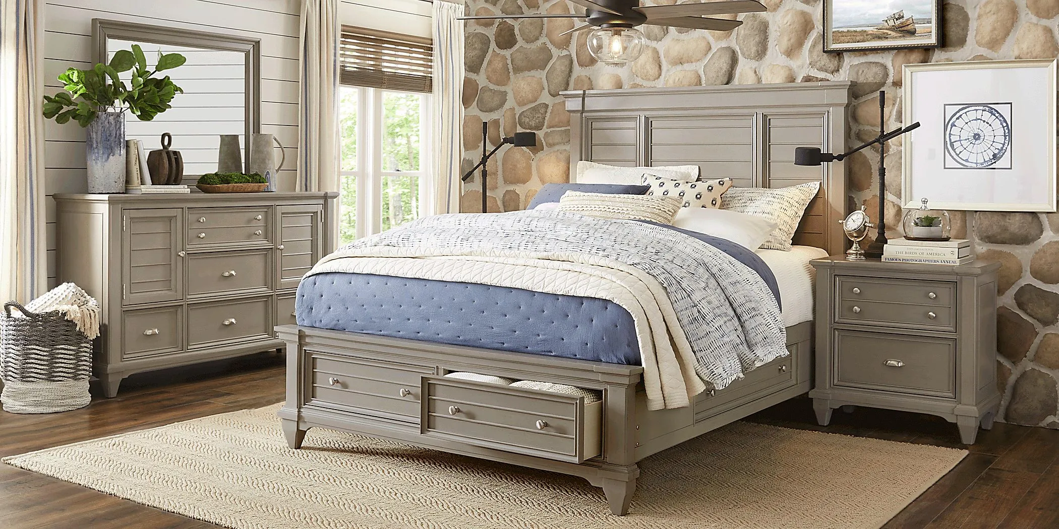 Mill valley ii gray 5 pc deals king sleigh bedroom with storage