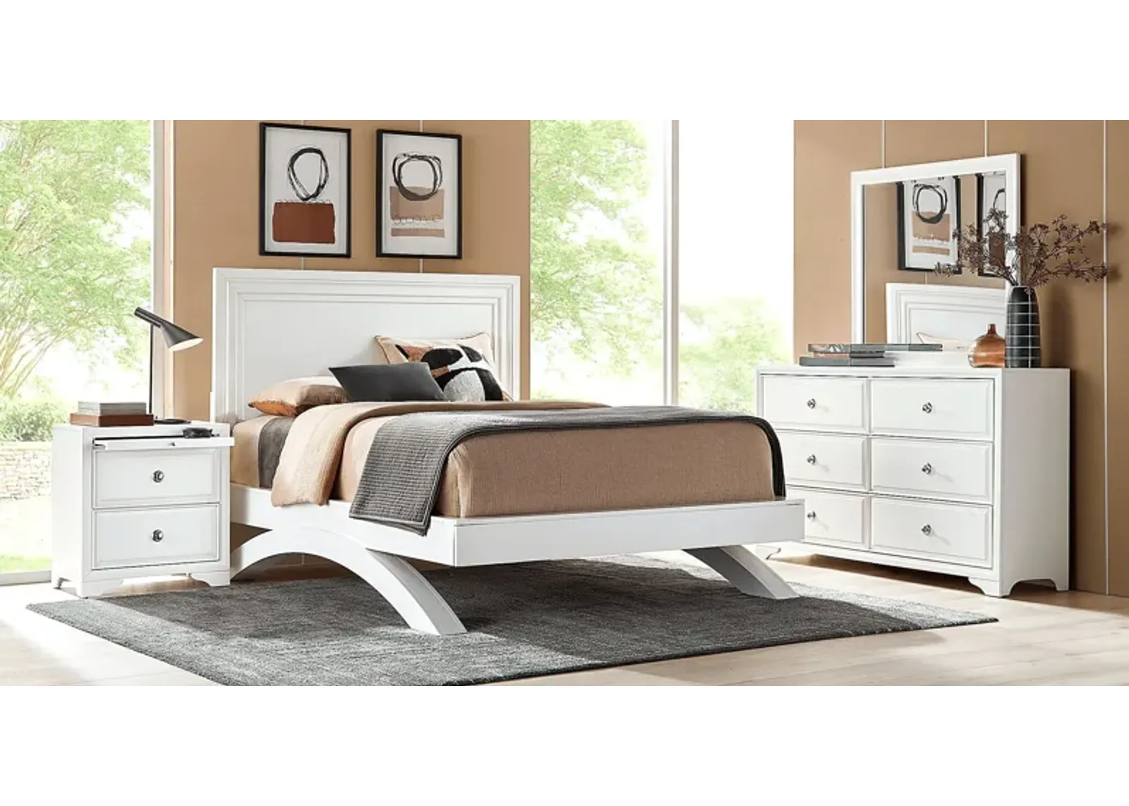 Belcourt White 5 Pc Queen Panel Arch Bedroom