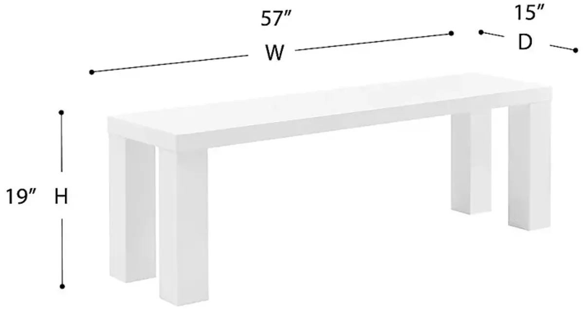 Chevae White 57 in. Dining Bench