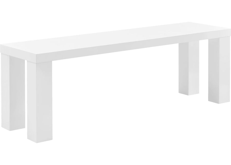 Chevae White 57 in. Dining Bench