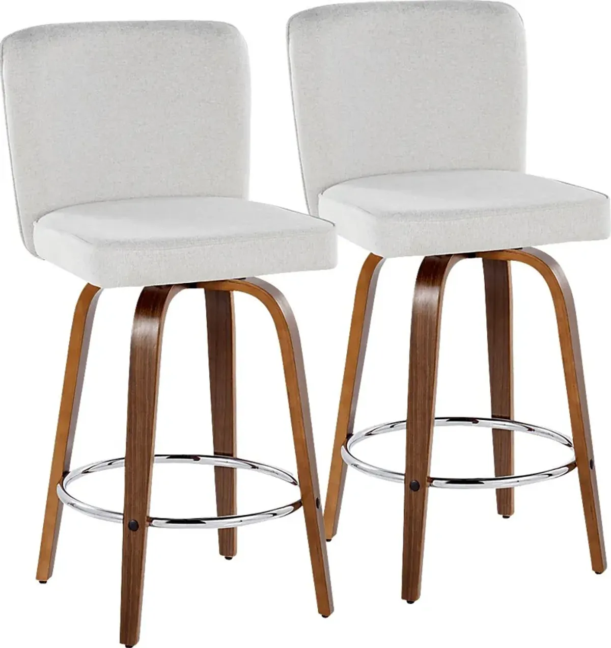 Marcei IV White Swivel Counter Height Stool, Set of 2