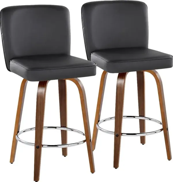 Marcei IV Black Swivel Counter Height Stool, Set of 2