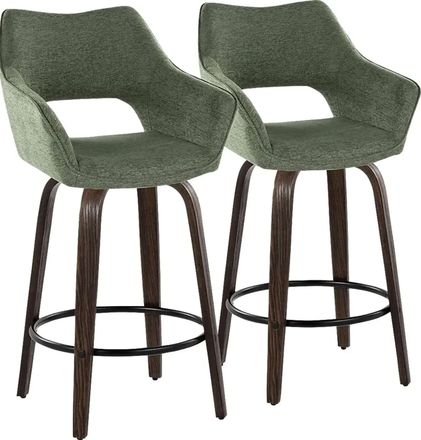 Ovur I Green Swivel Counter Height Stool, Set of 2