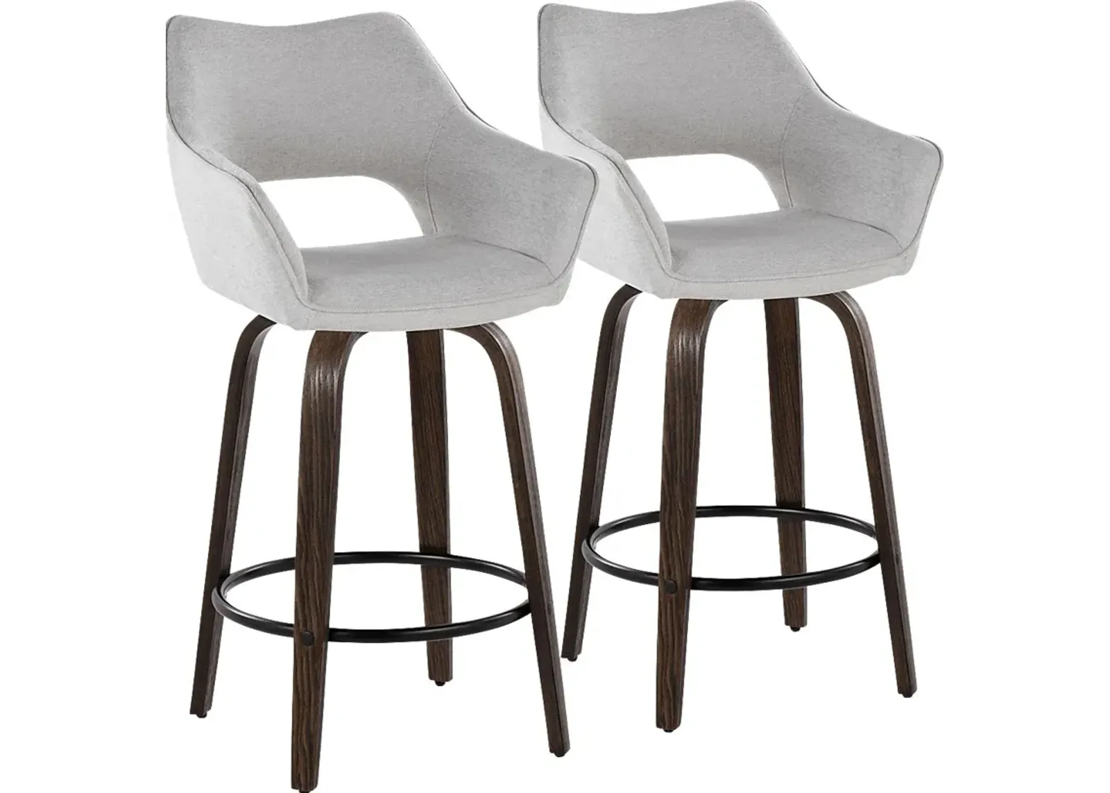 Ovur I Gray Swivel Counter Height Stool, Set of 2