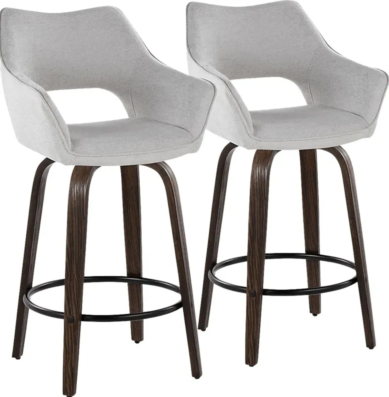 Ovur I Gray Swivel Counter Height Stool, Set of 2