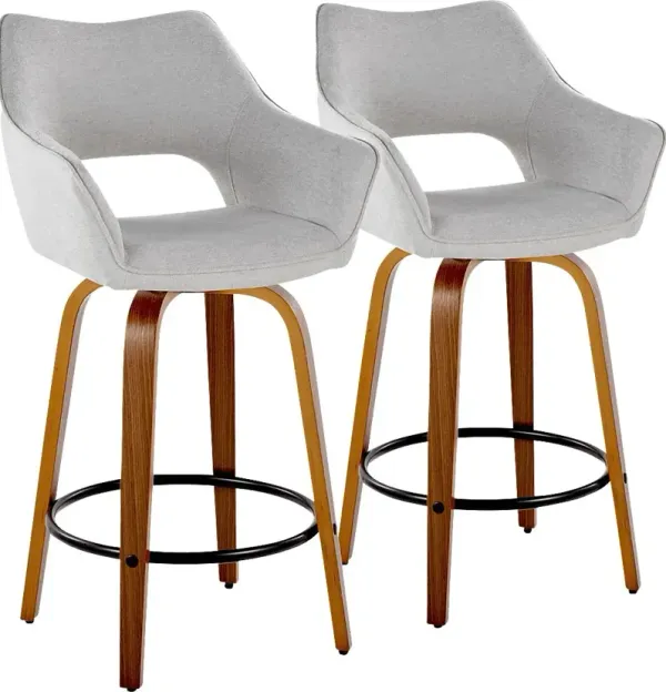 Ovur II Gray Swivel Counter Height Stool, Set of 2