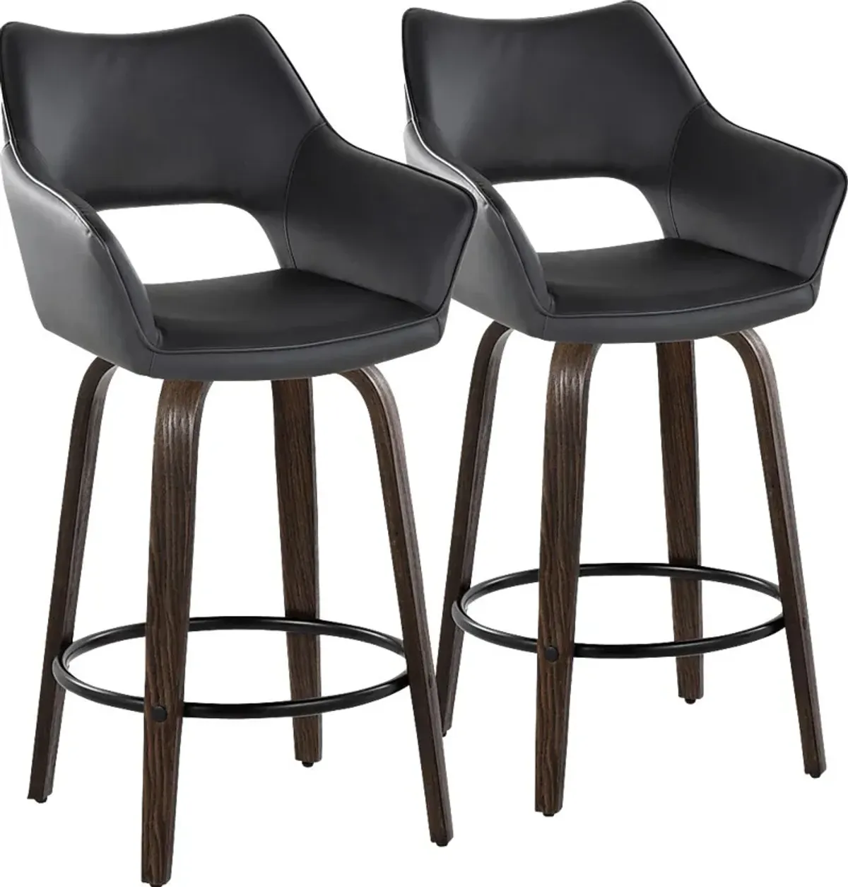 Ovur III Black Swivel Counter Height Stool, Set of 2