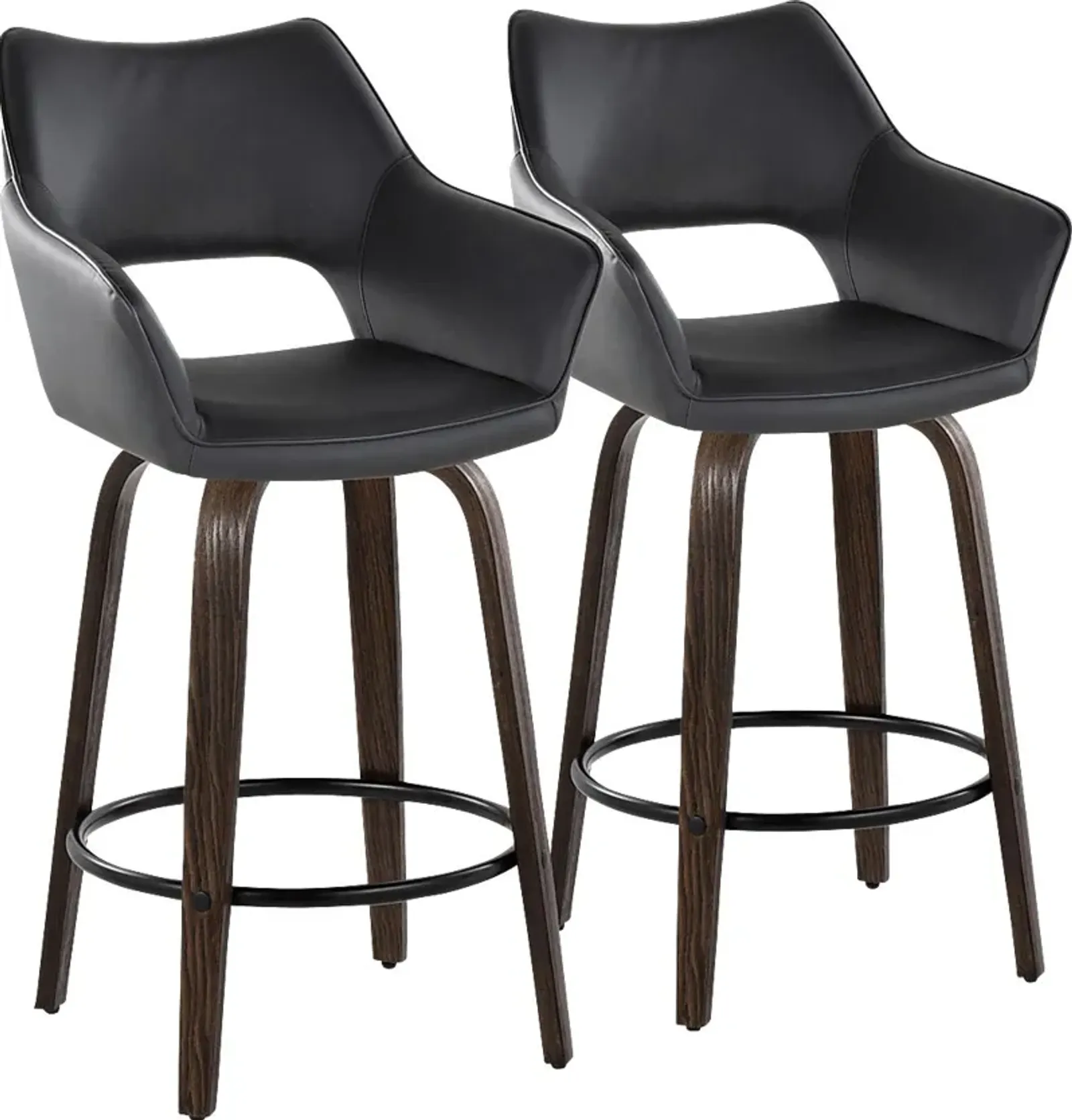 Ovur III Black Swivel Counter Height Stool, Set of 2