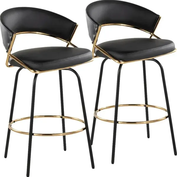 Harborson III Black Counter Height Stool, Set of 2