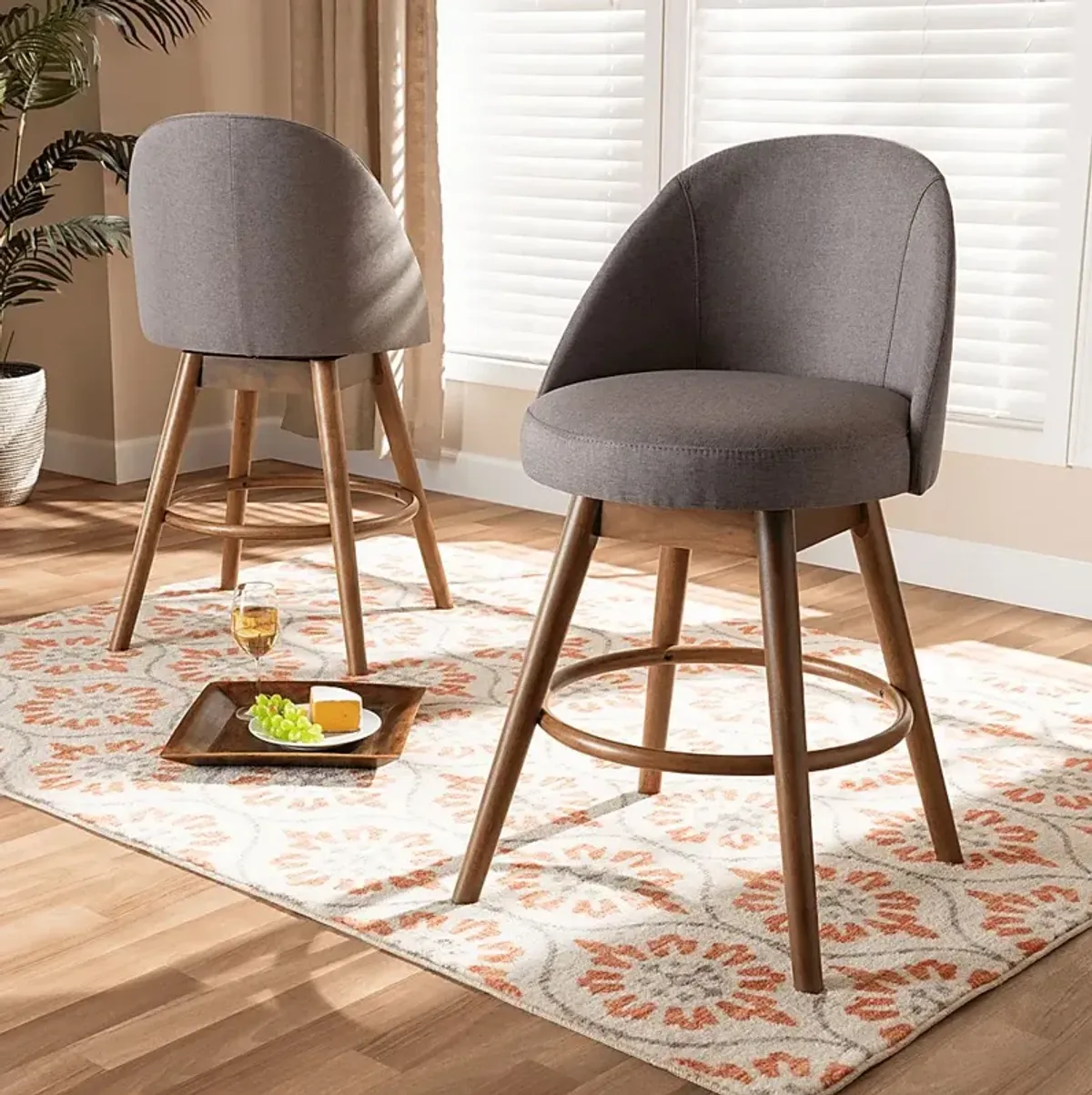 Honeybridge Gray Counter Height Stool, Set of 2