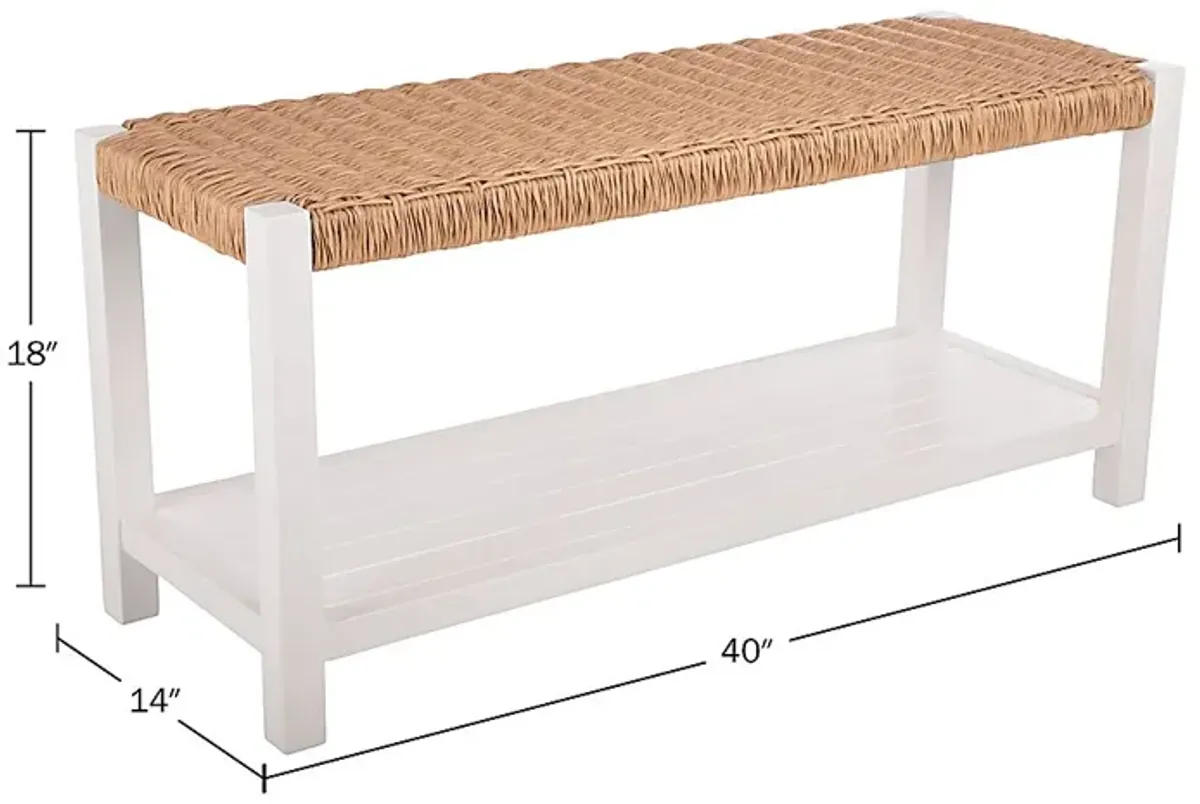 Zorvyn White/Natural Storage Bench