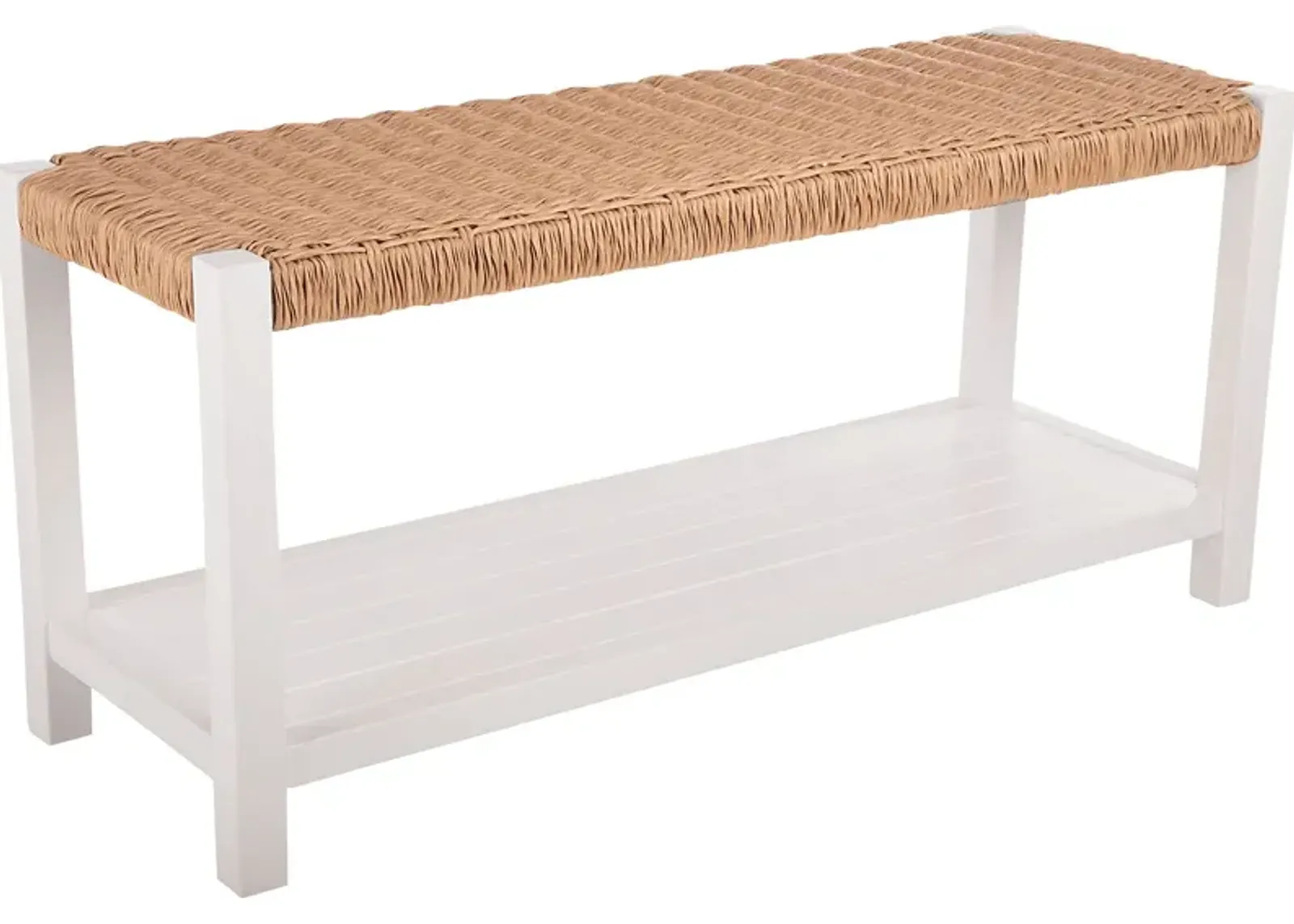 Zorvyn White/Natural Storage Bench