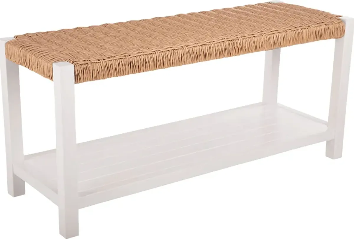 Zorvyn White/Natural Storage Bench