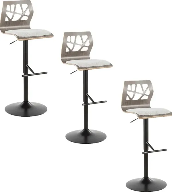 Tirrill II Light Gray Adjustable Swivel Barstool, Set of 3