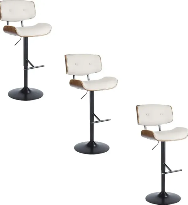 Tesshire Cream Adjustable Swivel Barstool, Set of 3