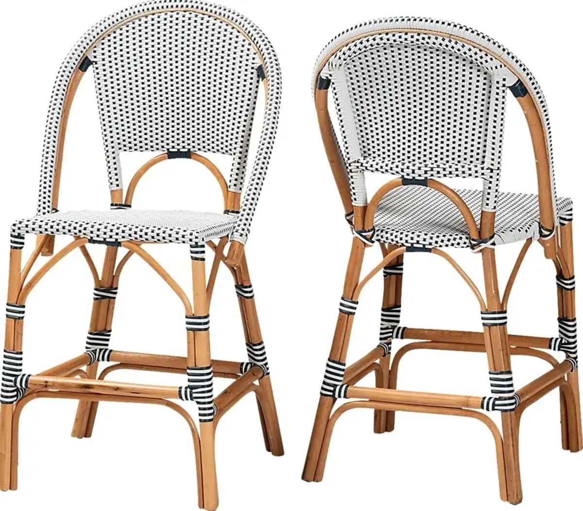 Bandyn Navy and White Counter Height Stool, Set of 2