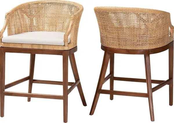 Barrely Brown Counter Height Stool, Set of 2