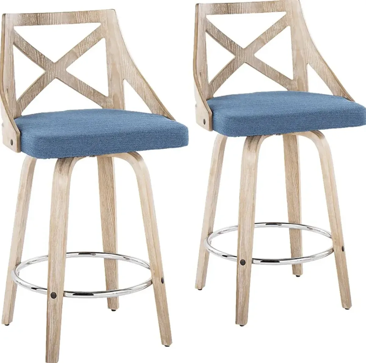 Hasbrouck III Blue Swivel Counter Height Stool, Set of 2