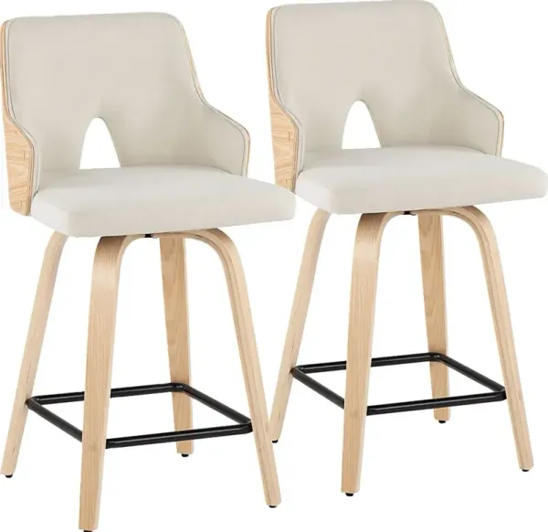 Gadson I Cream Swivel Counter Height Stool, Set of 2