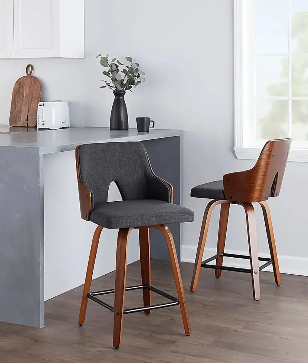 Gadsen II Charcoal Swivel Counter Height Stool, Set of 2