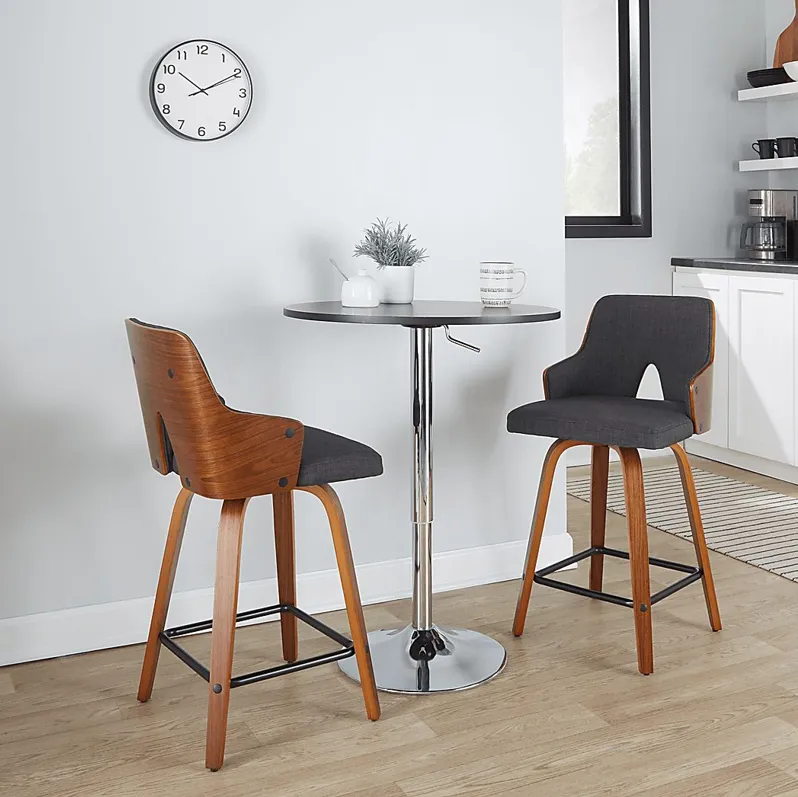 Gadsen II Charcoal Swivel Counter Height Stool, Set of 2