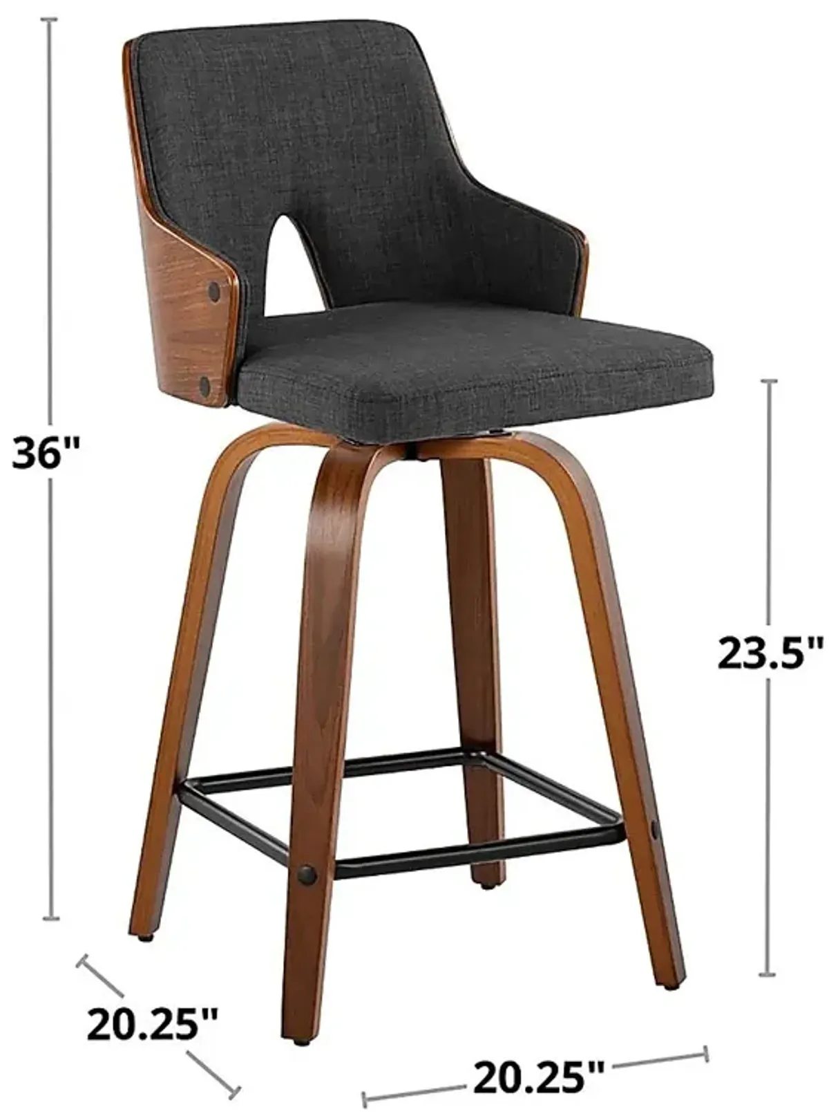Gadsen II Charcoal Swivel Counter Height Stool, Set of 2