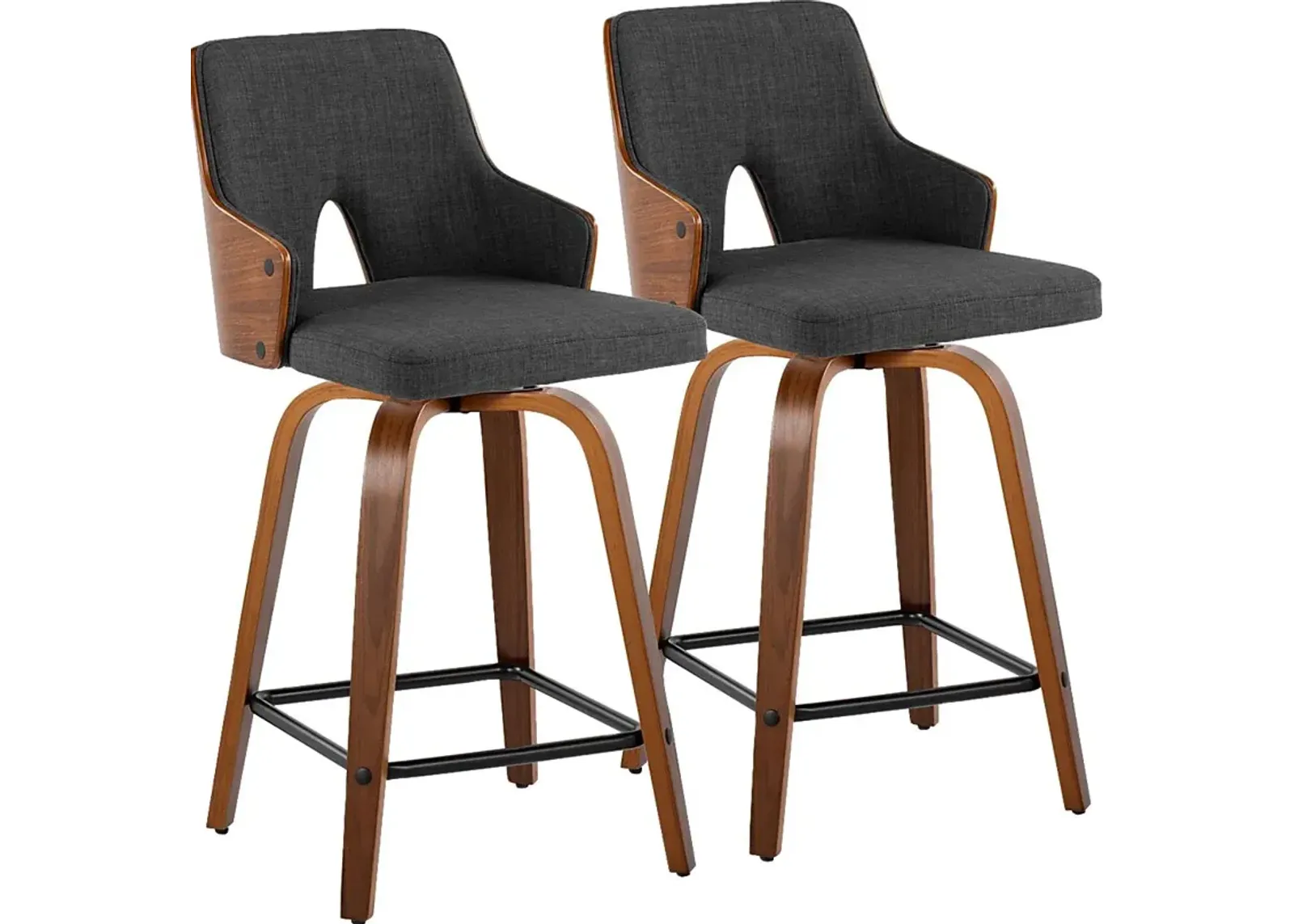 Gadsen II Charcoal Swivel Counter Height Stool, Set of 2