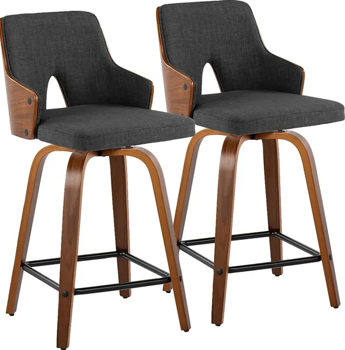 Gadsen II Charcoal Swivel Counter Height Stool, Set of 2