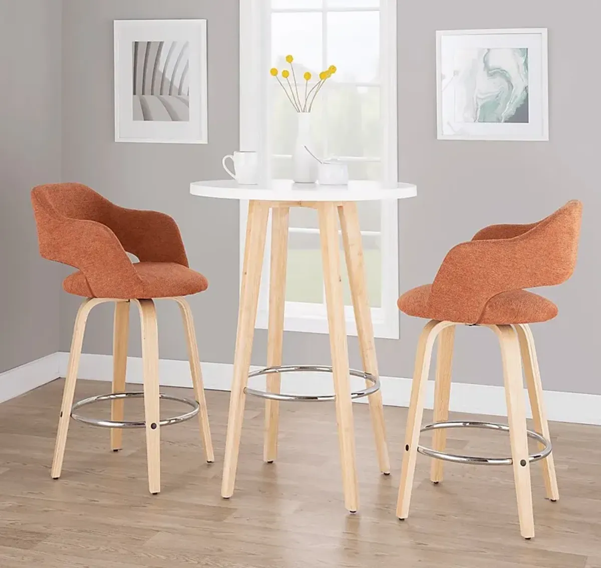 Jouett III Orange Swivel Counter Height Stool, Set of 2