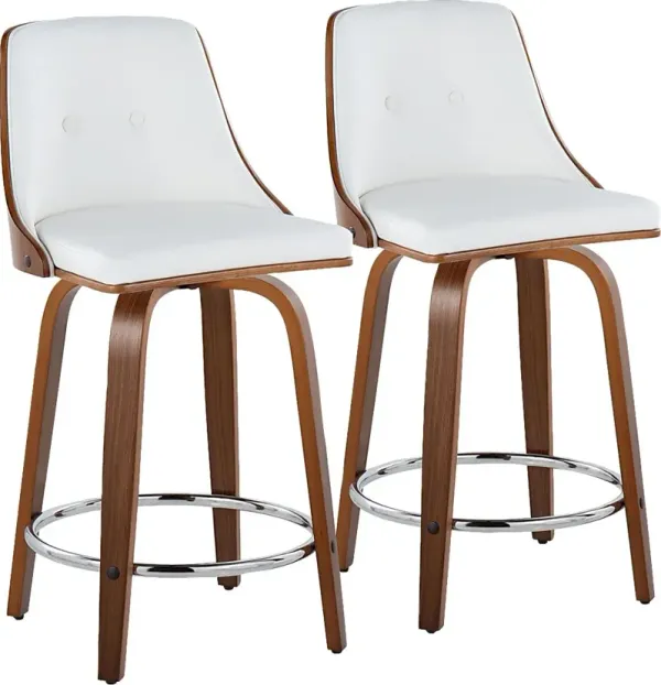 Jessaminnes I White Swivel Counter Height Stool, Set of 2